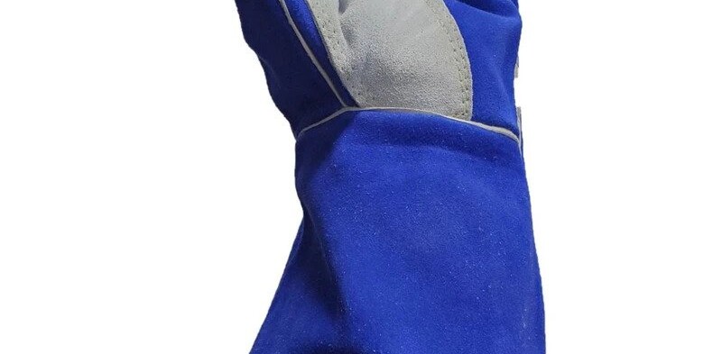 LEATHER RE-INFORCED WELDING GLOVES – BLUE